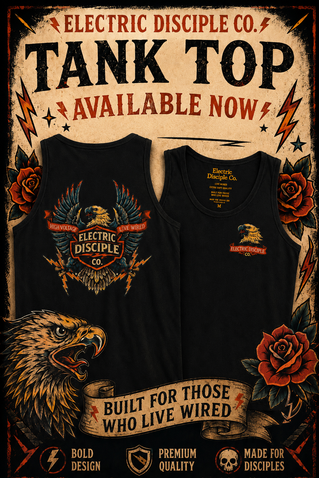 HIGH VOLTAGE LIVE WIRED BLACK TANK TOP