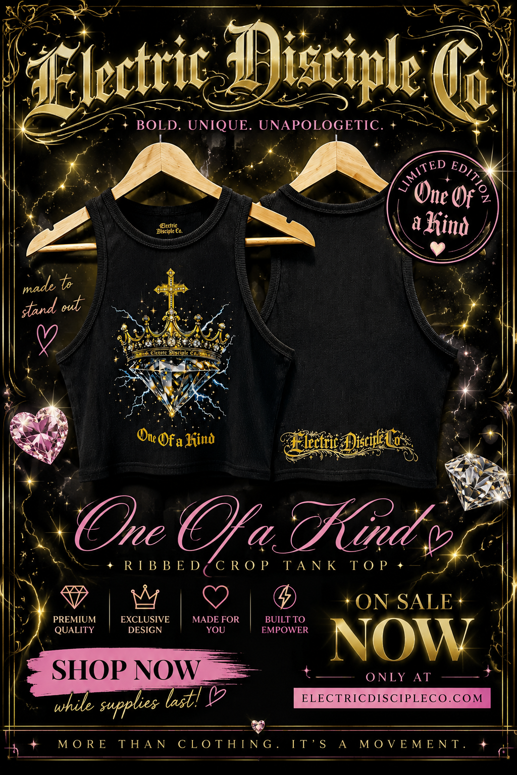 One of a kind women’s cropped tank top